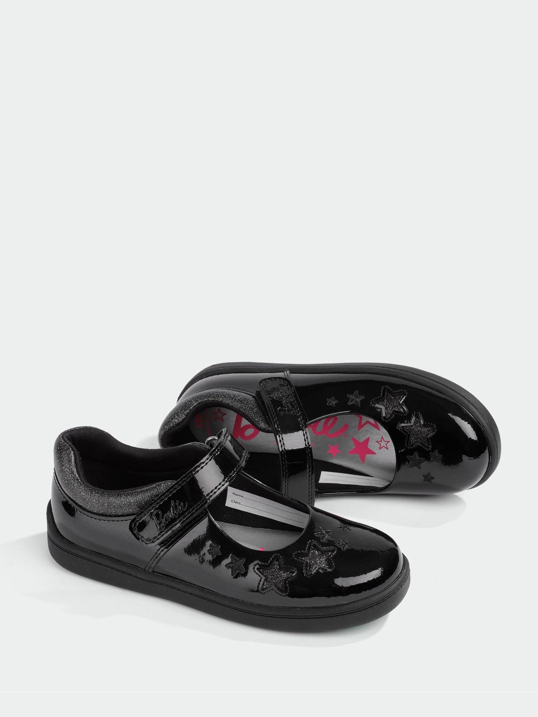 Toezone Black Barbie Patent Rip Tape School Shoes image 4