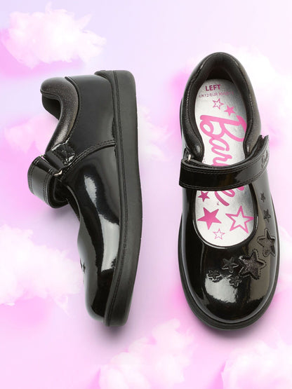 Toezone Black Barbie Patent Rip Tape School Shoes image 5