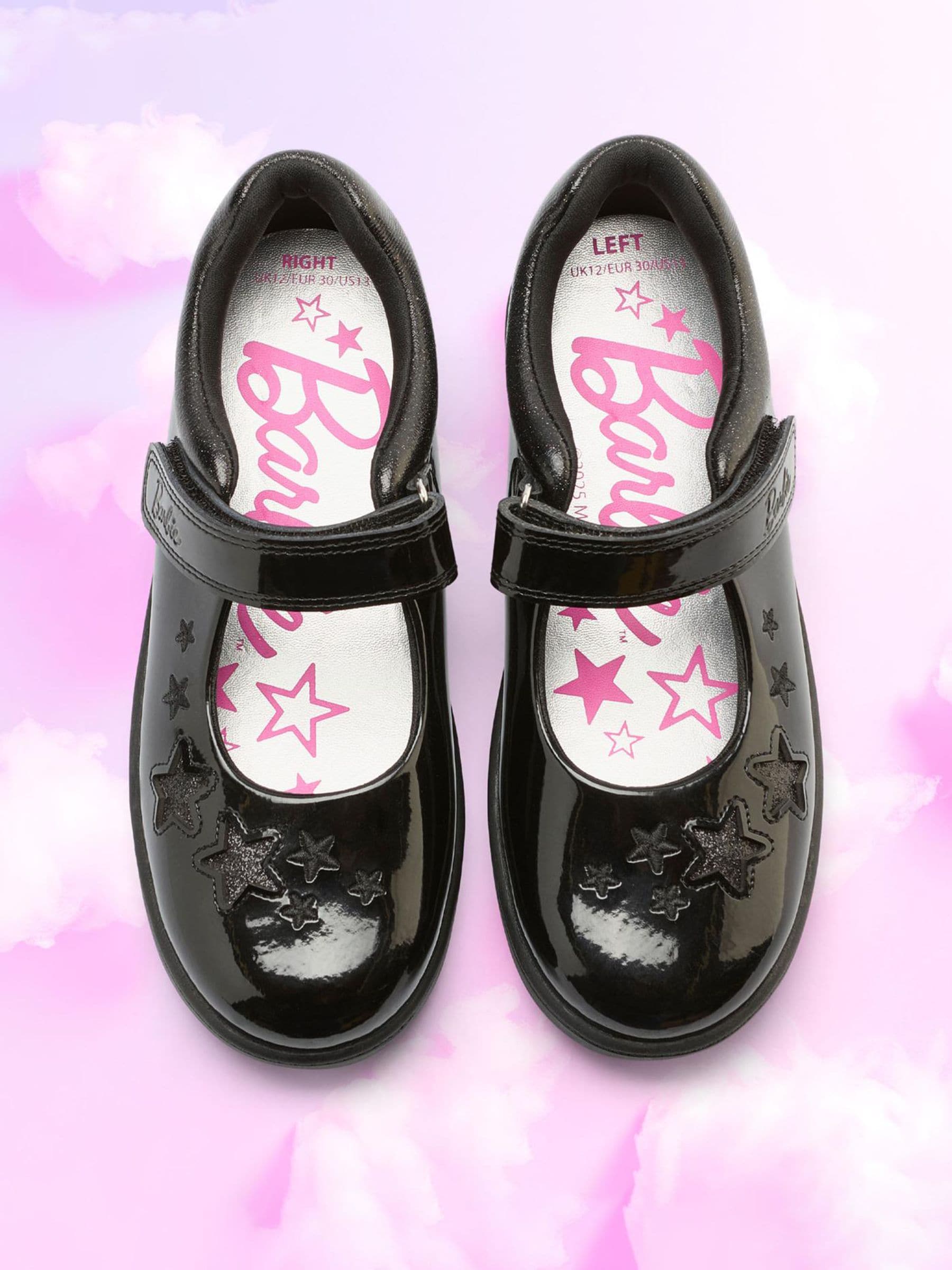 Toezone Black Barbie Patent Rip Tape School Shoes image 6