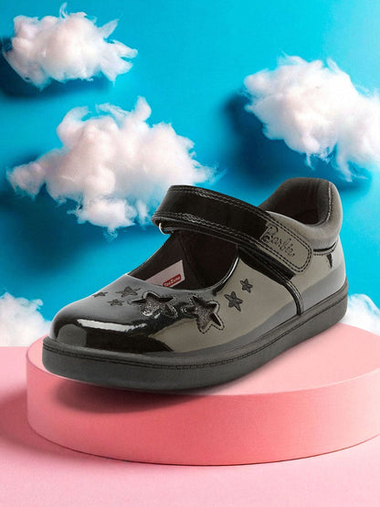 Toezone Black Barbie Patent Rip Tape School Shoes image 8