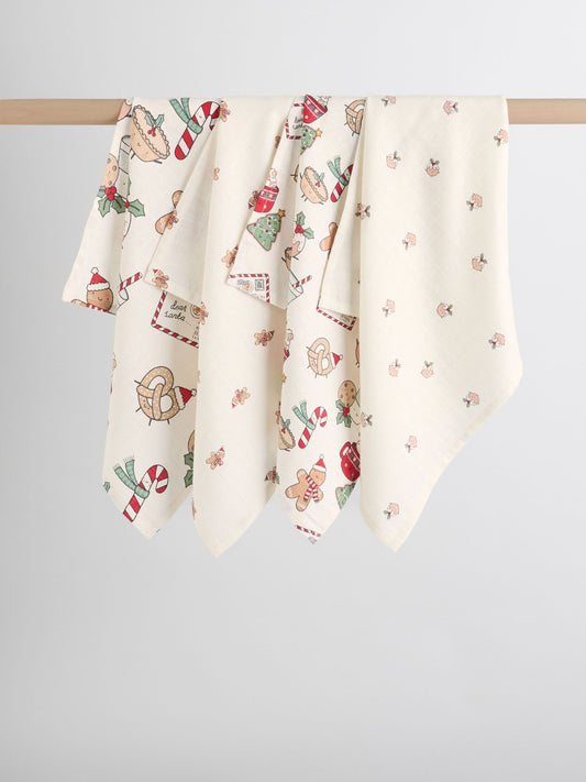 Christmas Baby Muslin Cloths 4 Pack image 1