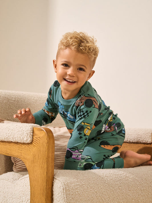 Green Race Car Snuggle Fit Single Pyjamas (1.5-9yrs) image 3