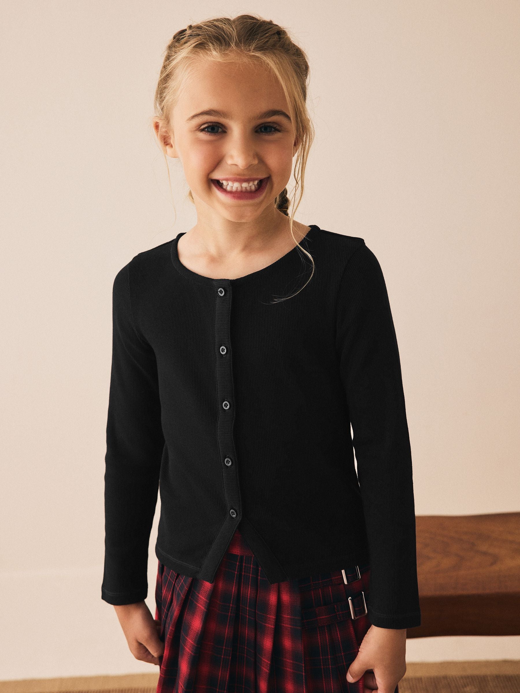 Dsiney Kidz - Black Long Sleeve Ribbed Cardigan (3-16yrs) image 1