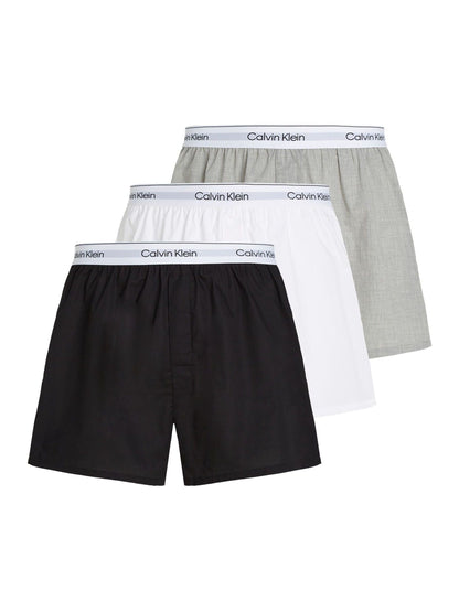 Dsiney Kidz - Calvin Klein Grey/White/Cream Icon Cotton Stretch 3 Pack Woven Boxers image 1
