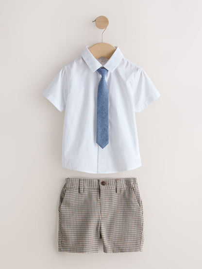Brown Check Waistcoat, Shirt, Shorts & Tie Set (3mths-9yrs) image 6
