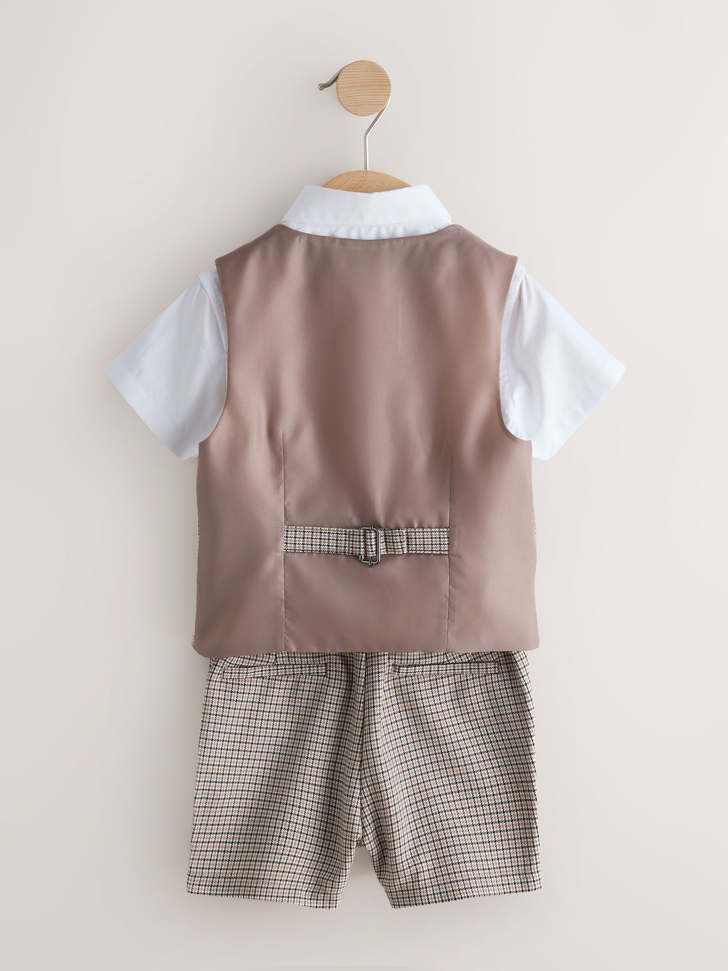 Brown Check Waistcoat, Shirt, Shorts & Tie Set (3mths-9yrs) image 7