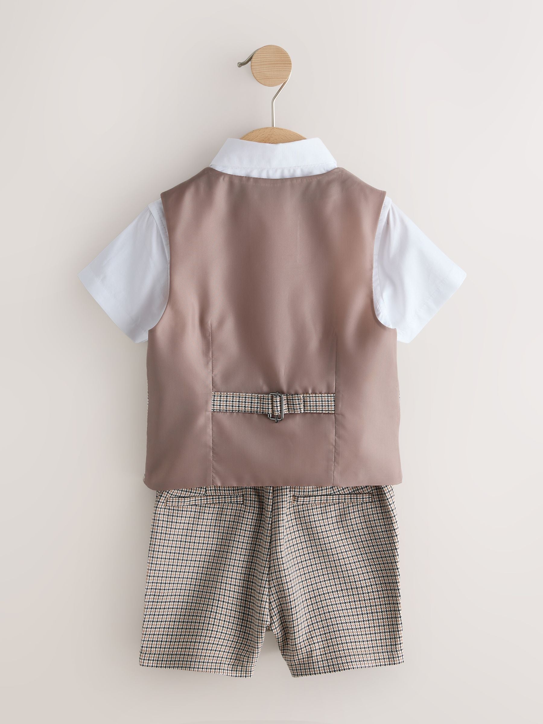 Brown Check Waistcoat, Shirt, Shorts & Tie Set (3mths-9yrs) image 7