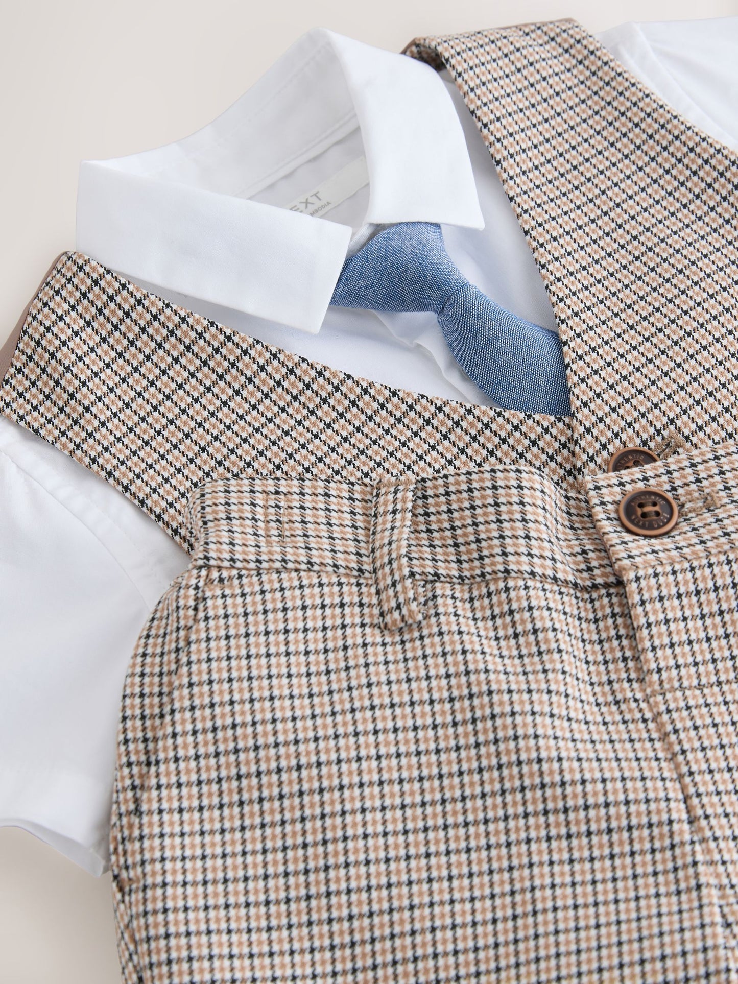 Brown Check Waistcoat, Shirt, Shorts & Tie Set (3mths-9yrs) image 8