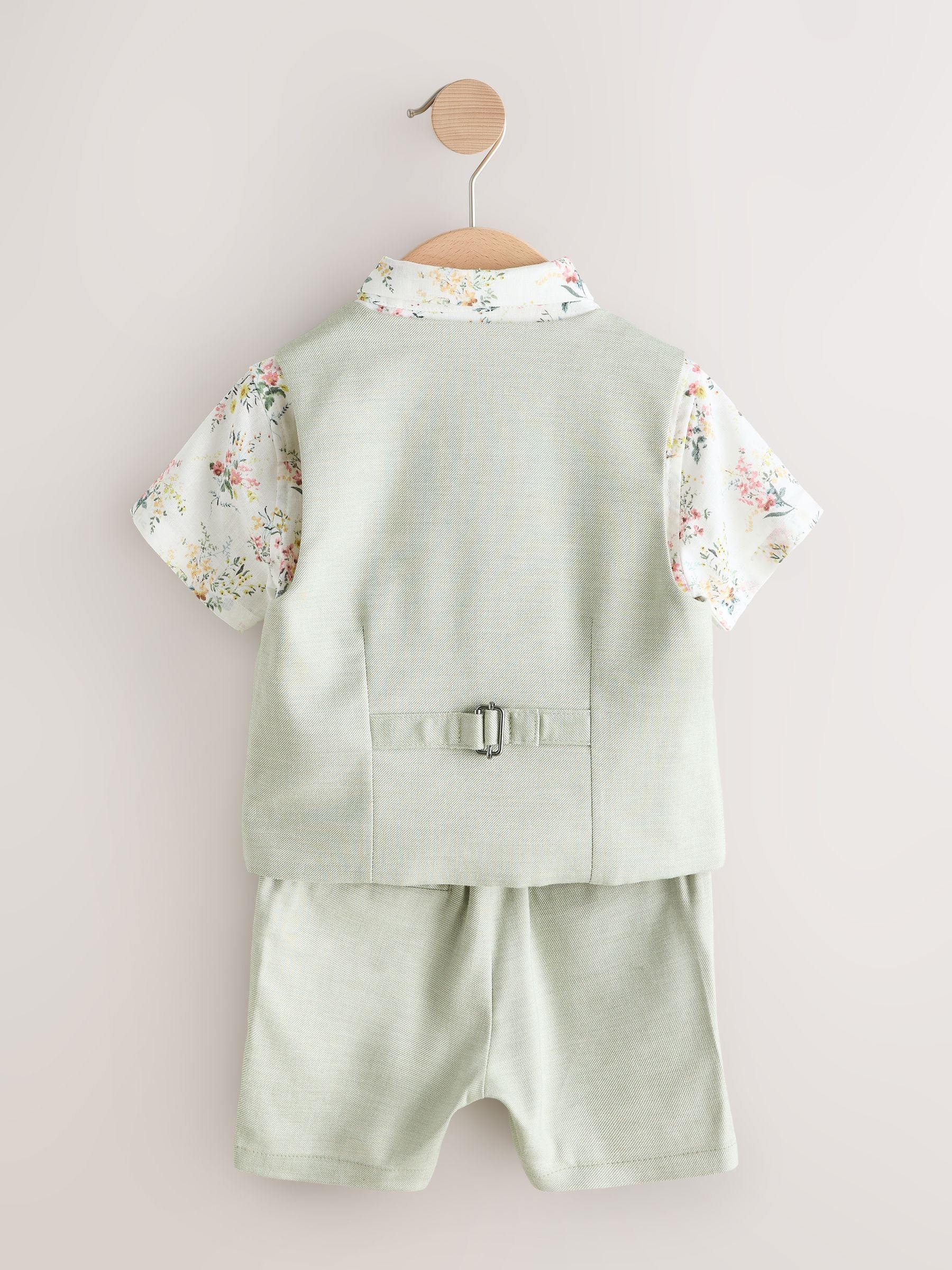 Sage Green Waistcoat, Shirt, Shorts & Tie Set (3mths-9yrs) image 6