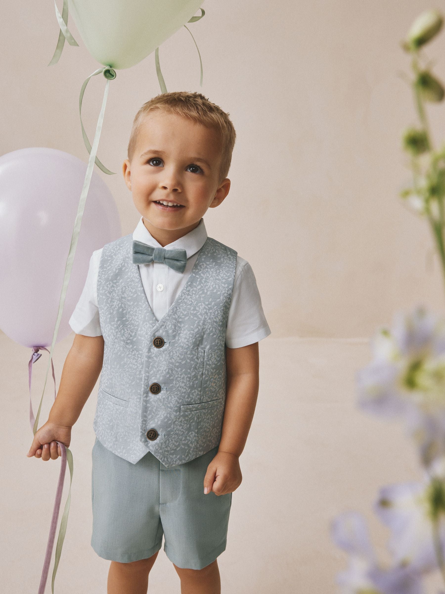 Pale Blue Waistcoat, Shirt, Shorts & Tie Set (3mths-9yrs) image 1