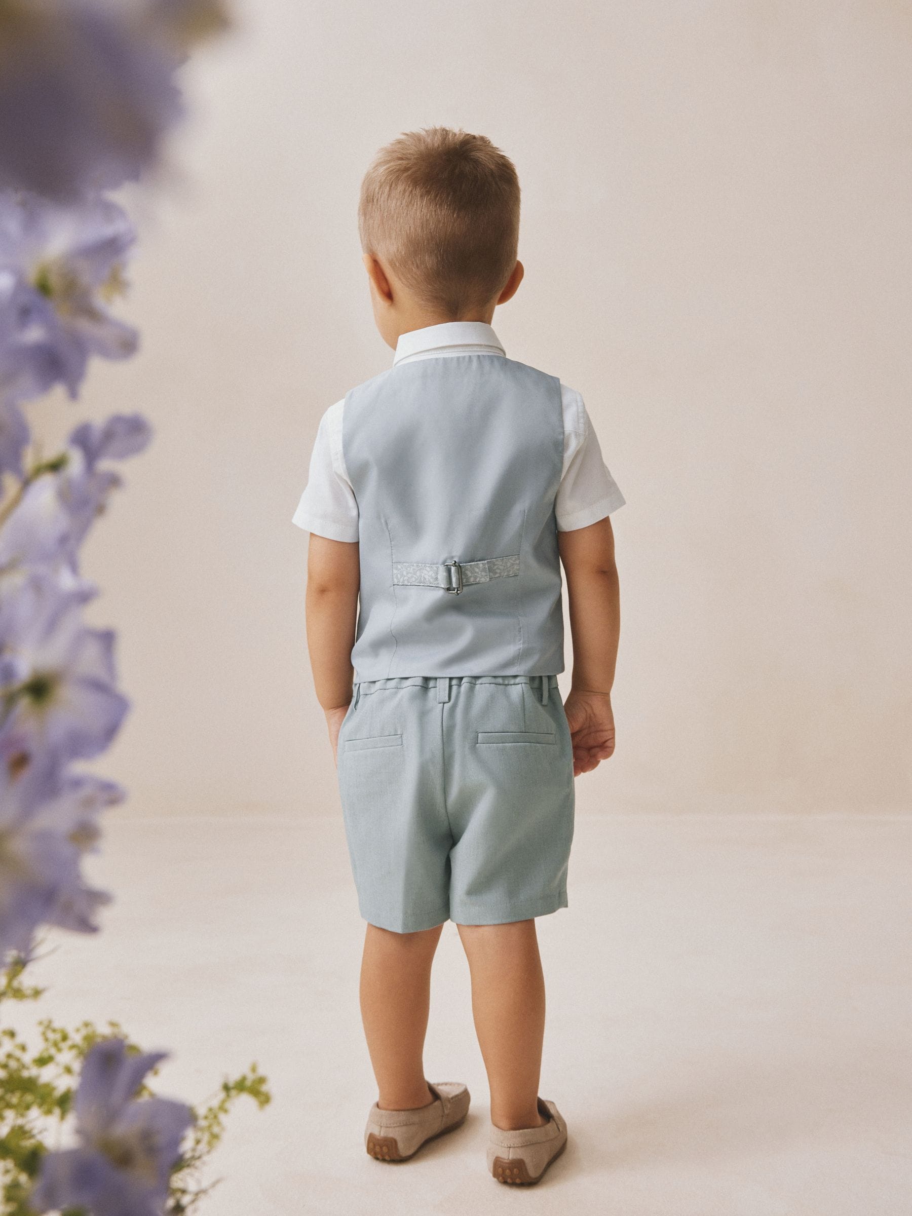 Pale Blue Waistcoat, Shirt, Shorts & Tie Set (3mths-9yrs) image 3
