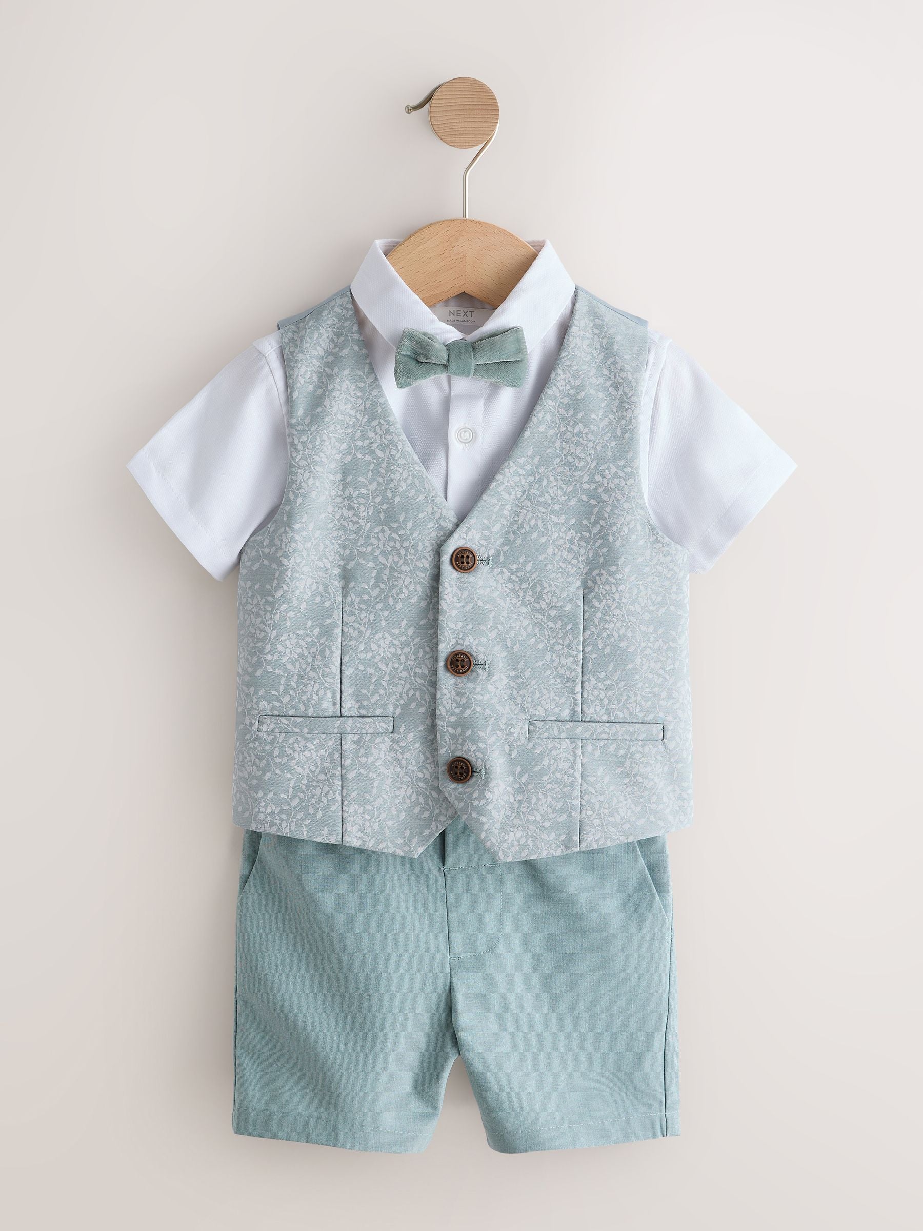 Pale Blue Waistcoat, Shirt, Shorts & Tie Set (3mths-9yrs) image 5