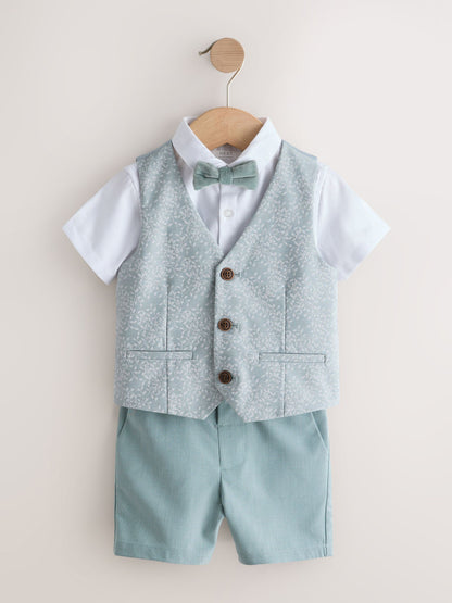 Pale Blue Waistcoat, Shirt, Shorts & Tie Set (3mths-9yrs) image 5