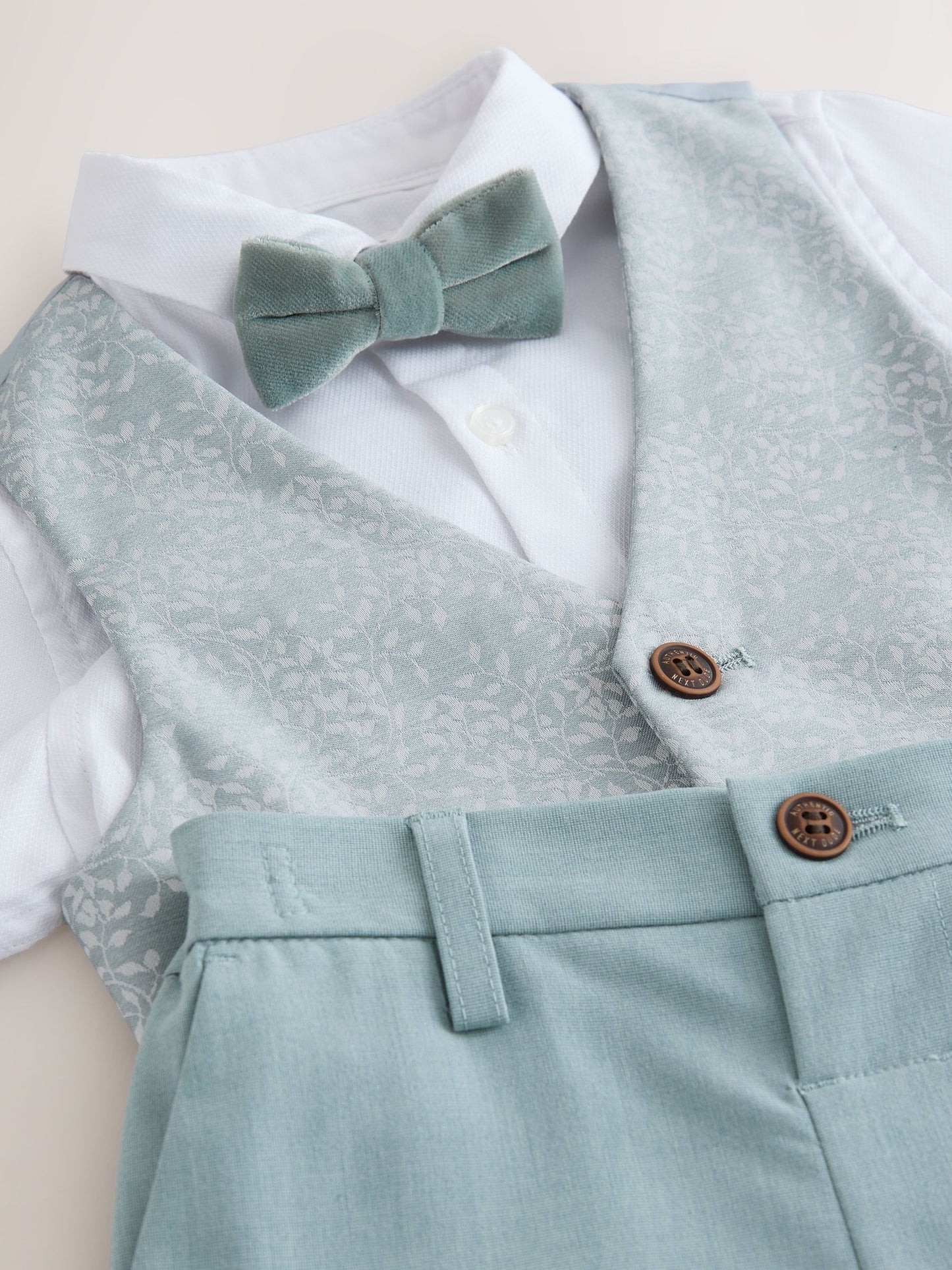 Pale Blue Waistcoat, Shirt, Shorts & Tie Set (3mths-9yrs) image 9
