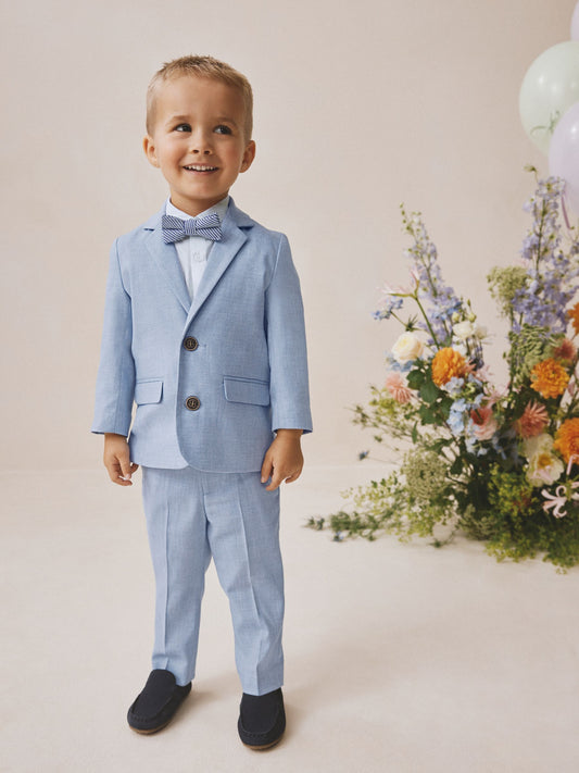 Blue Blazer Shirt Trousers and Bow Tie Set (3mths-9yrs) image 1