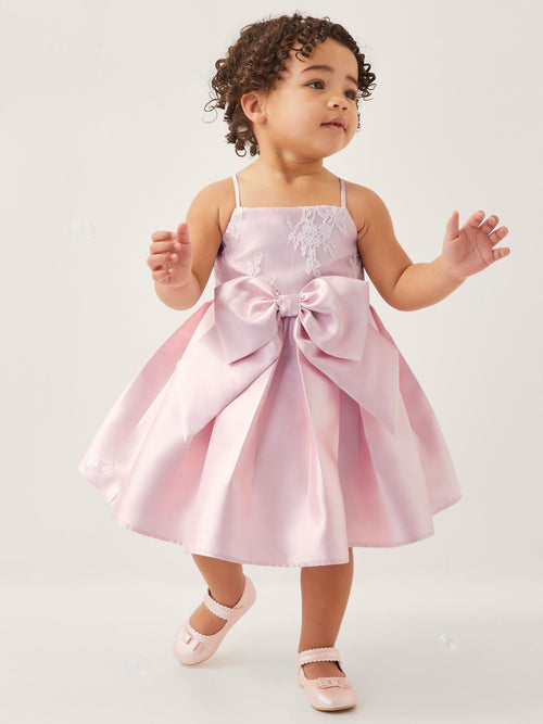 Dsiney Kidz - Monsoon Pink Baby Juniper Satin Lace Bow Bridesmaid Dress image 1