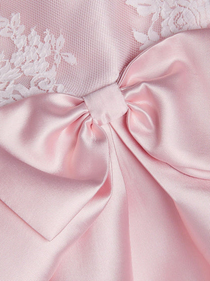 Monsoon Pink Baby Juniper Satin Lace Bow Bridesmaid Dress image 4