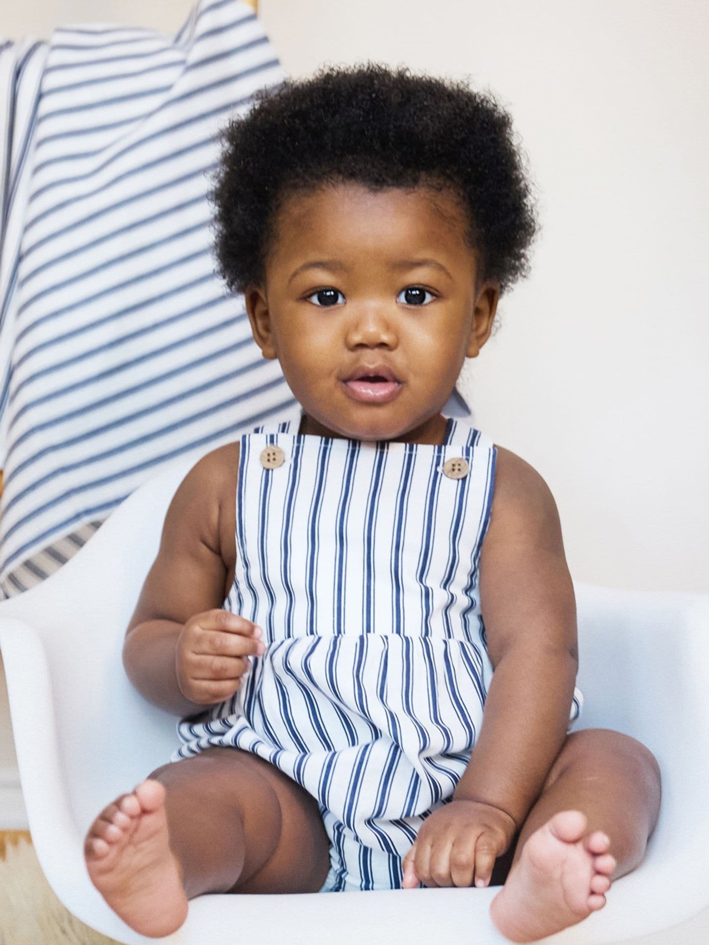 The Little Tailor Blue Woven Shorty 100% Cotton Romper image 1