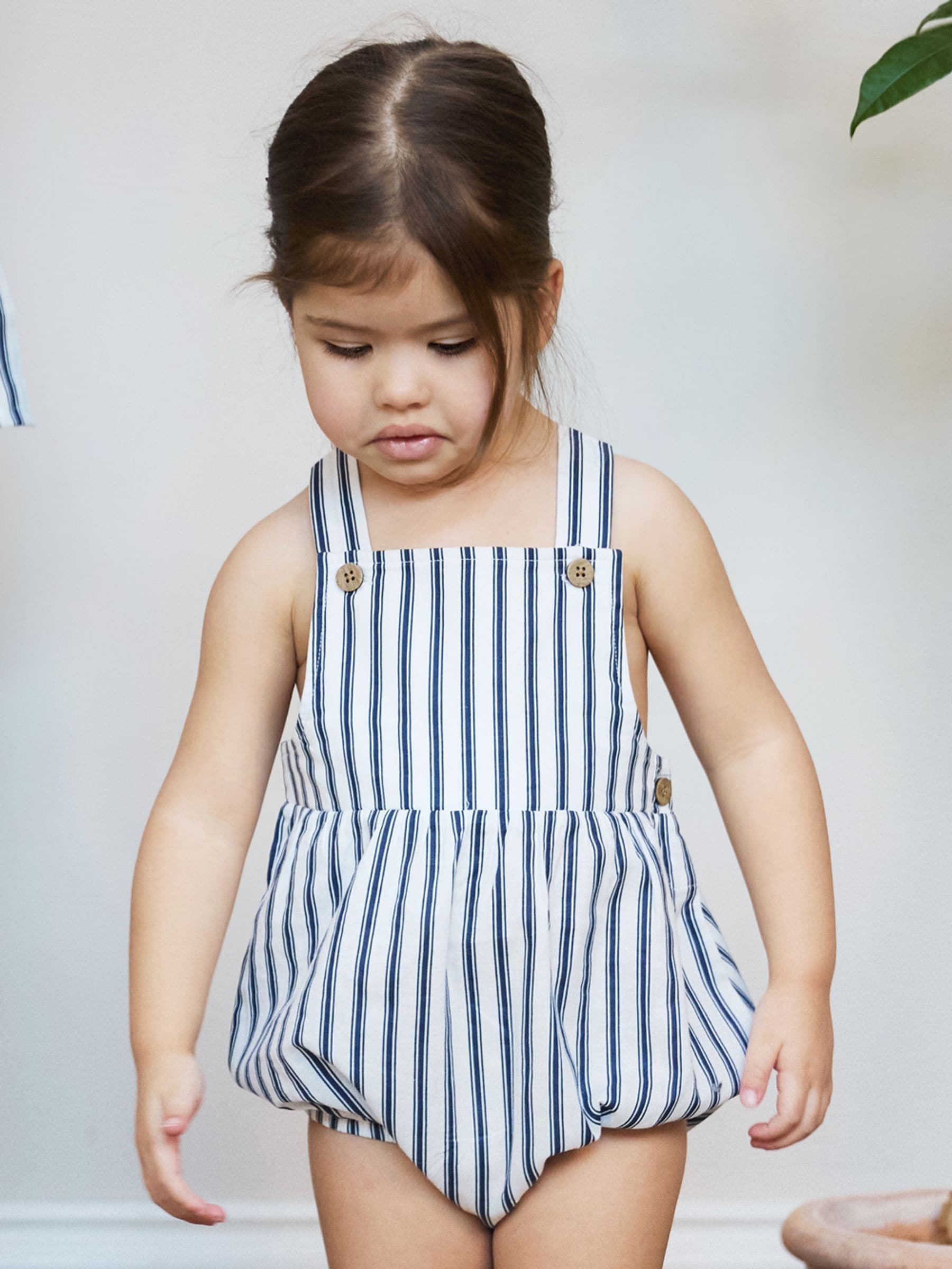 The Little Tailor Blue Woven Shorty 100% Cotton Romper image 2
