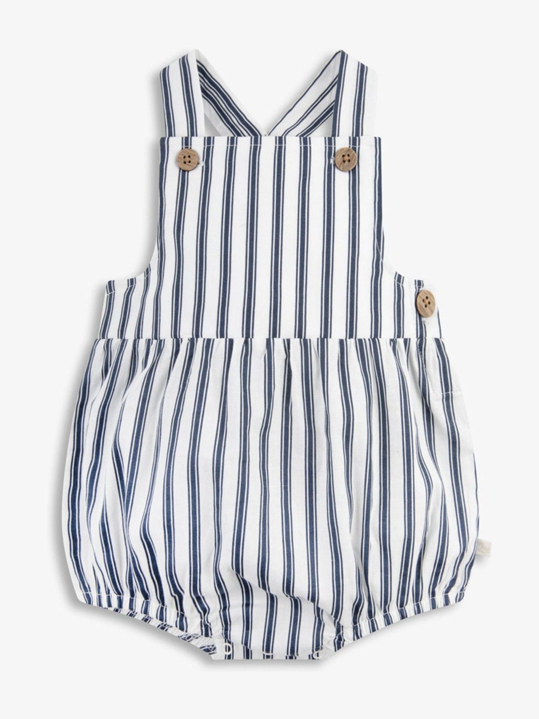 The Little Tailor Blue Woven Shorty 100% Cotton Romper image 3