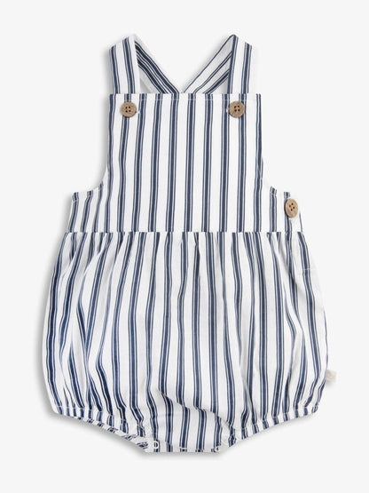 The Little Tailor Blue Woven Shorty 100% Cotton Romper image 3