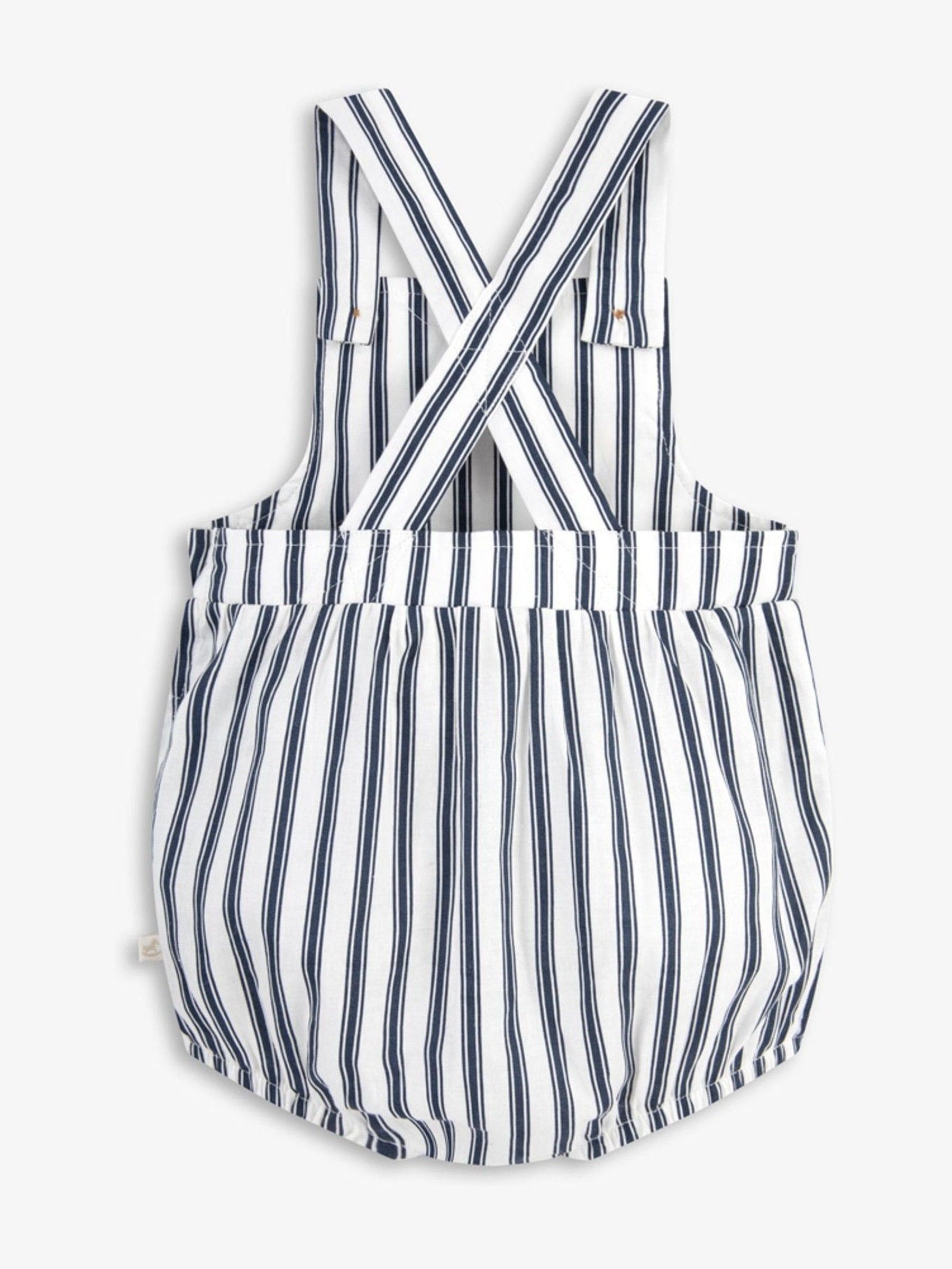 The Little Tailor Blue Woven Shorty 100% Cotton Romper image 4