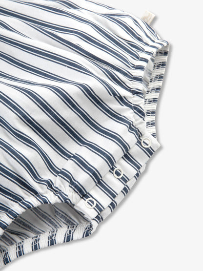 The Little Tailor Blue Woven Shorty 100% Cotton Romper image 6