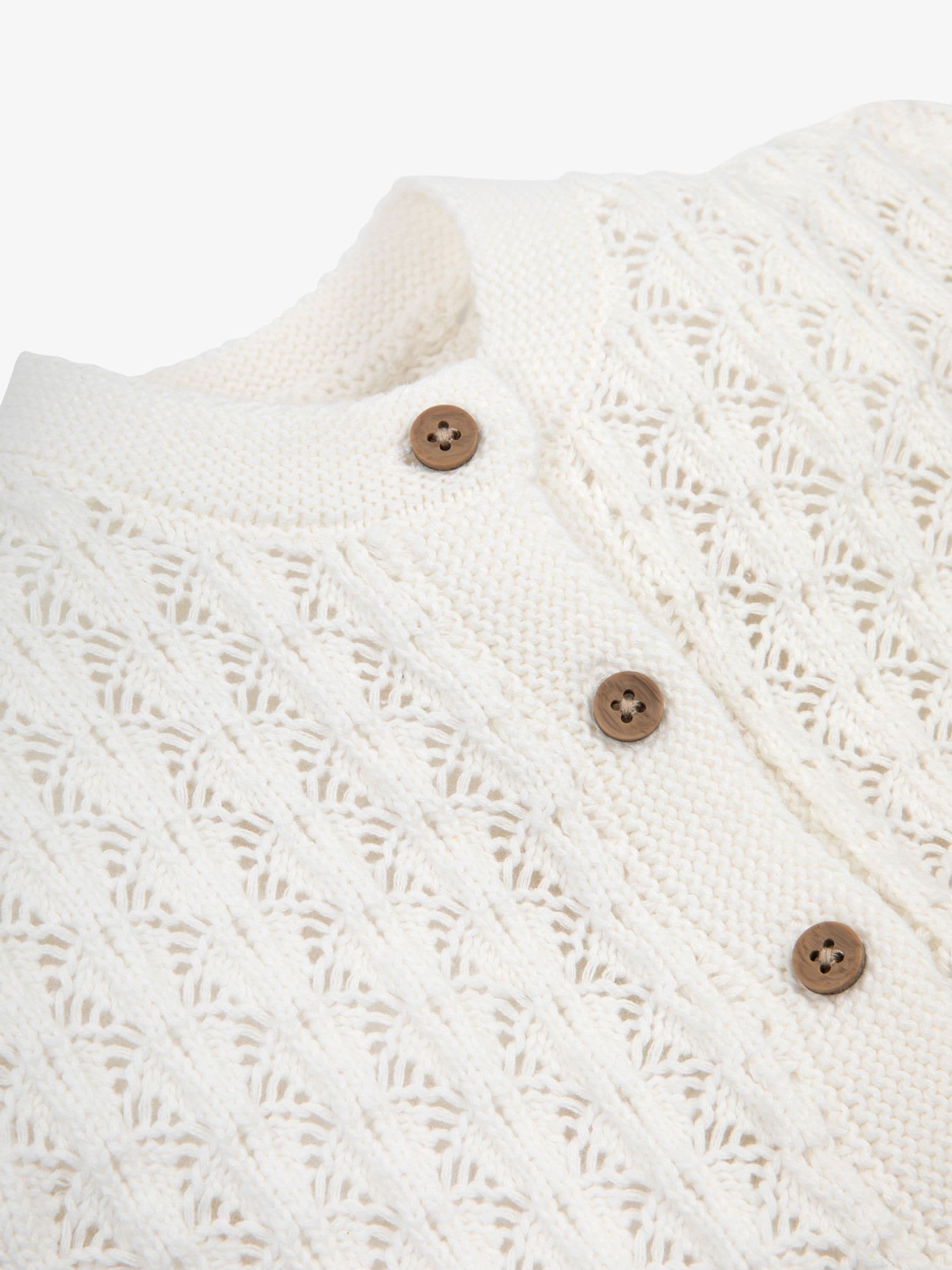 The Little Tailor White Baby Scallop Design Pointelle Button Through 100% Cotton Romper image 6