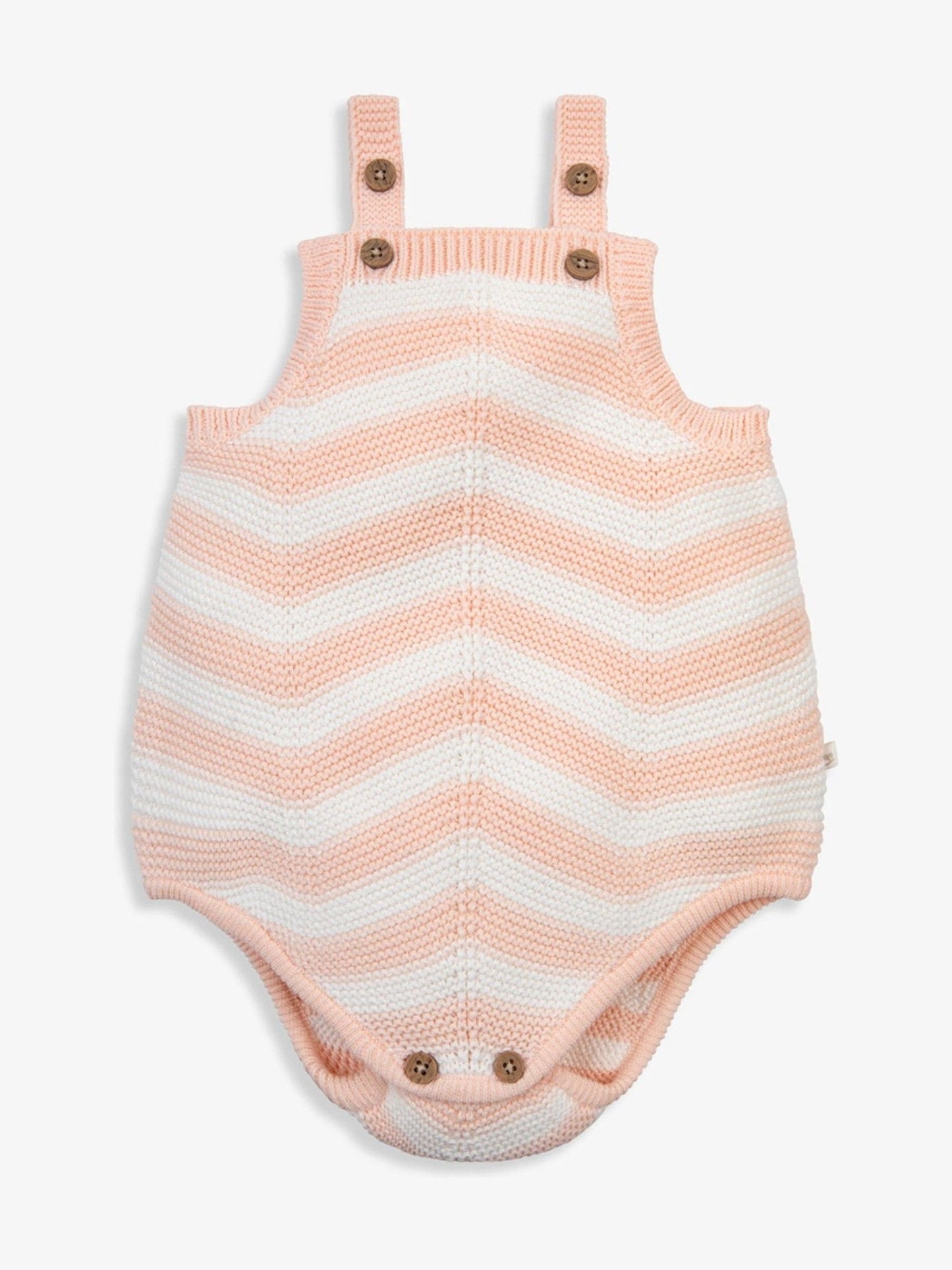 The Little Tailor Pink Baby Chevron Design Knitted 100% Cotton Romper image 2