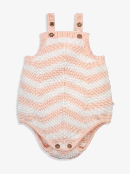 The Little Tailor Pink Baby Chevron Design Knitted 100% Cotton Romper image 2