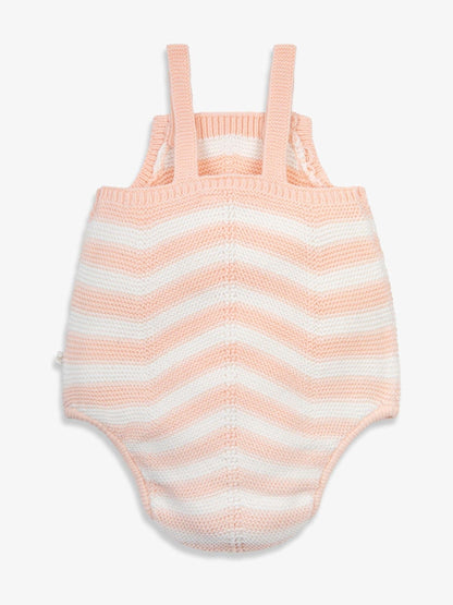 The Little Tailor Pink Baby Chevron Design Knitted 100% Cotton Romper image 3