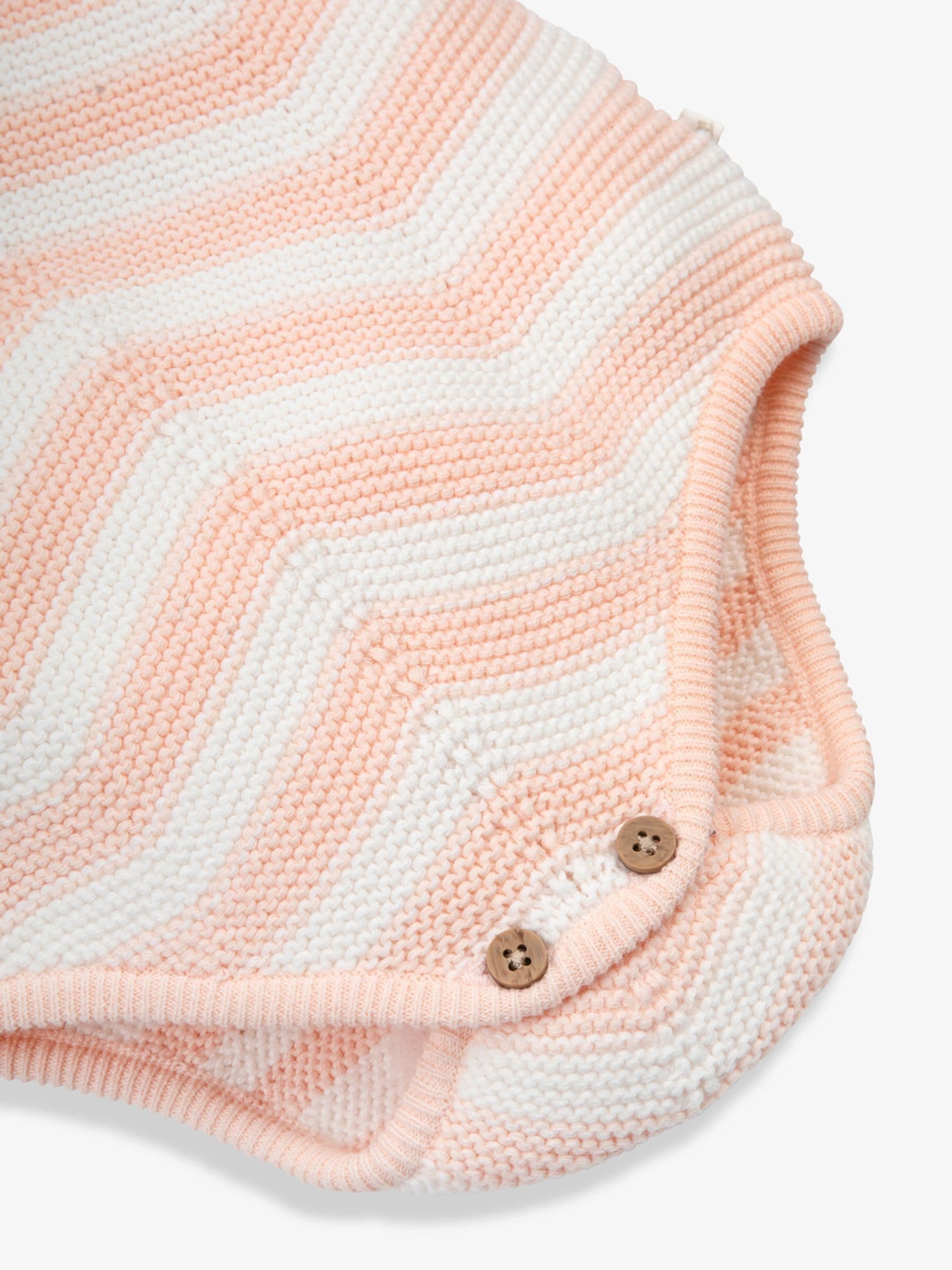The Little Tailor Pink Baby Chevron Design Knitted 100% Cotton Romper image 4