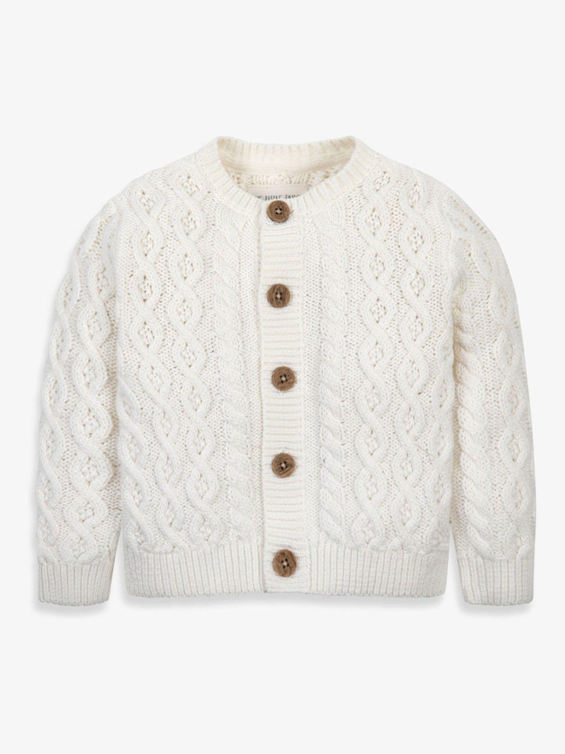 Dsiney Kidz - The Little Tailor Cream Fisherman Cable Knit 100 Cotton Cardigan image 3