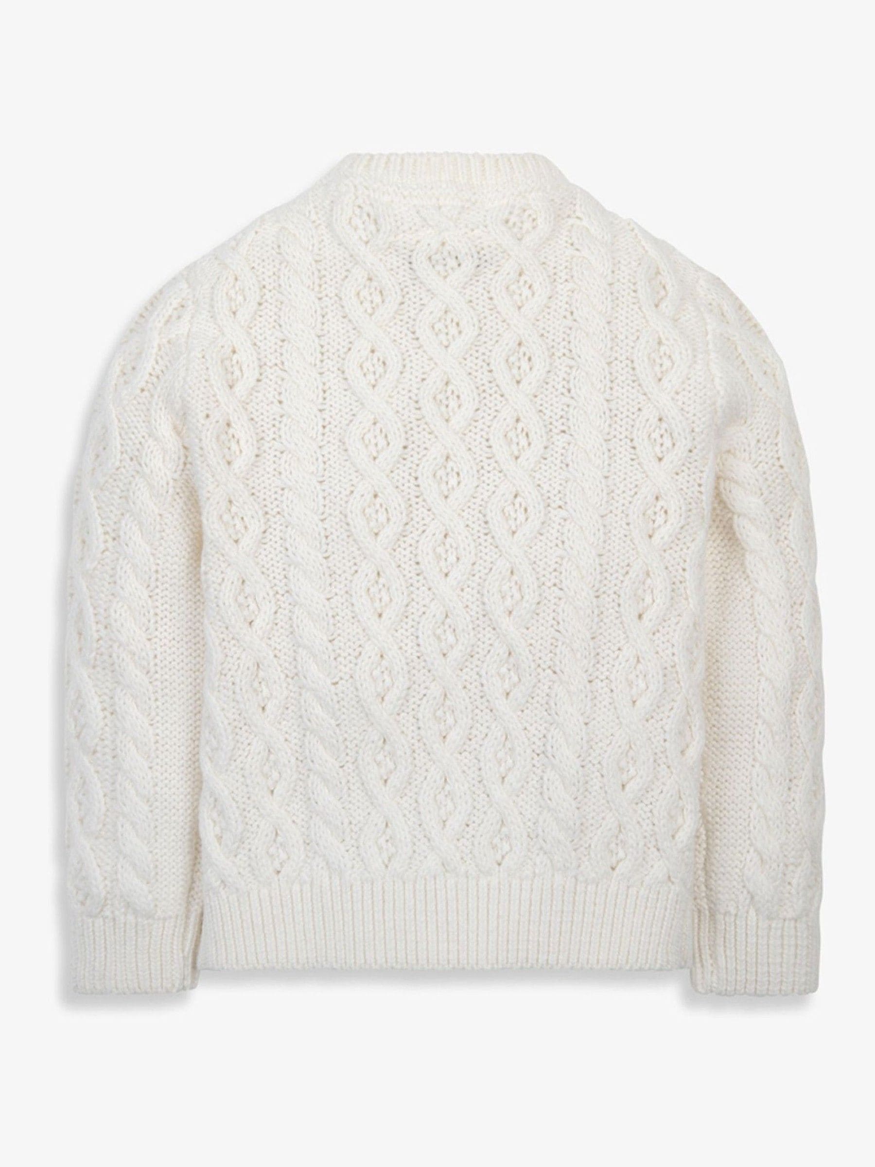 Dsiney Kidz - The Little Tailor Cream Fisherman Cable Knit 100 Cotton Cardigan image 4