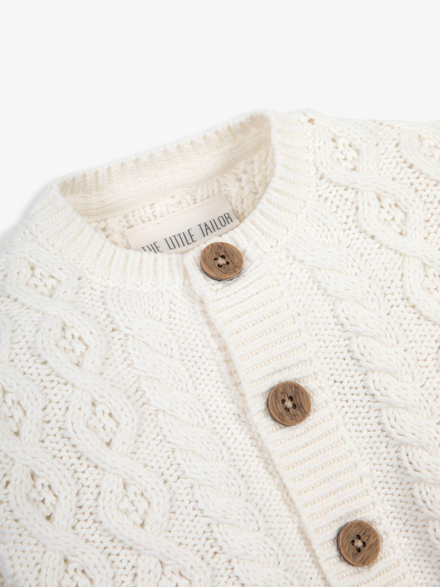 Dsiney Kidz - The Little Tailor Cream Fisherman Cable Knit 100 Cotton Cardigan image 5
