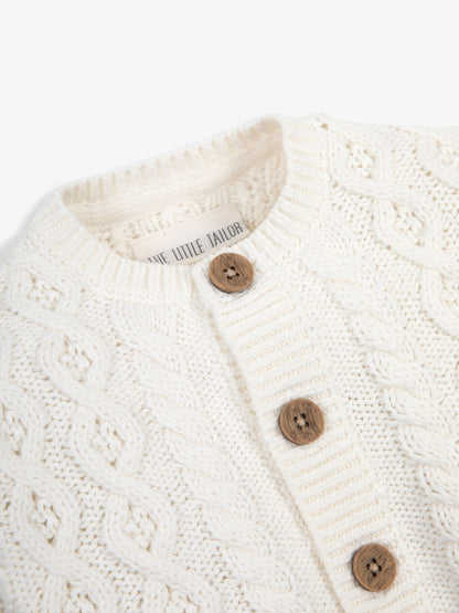 Dsiney Kidz - The Little Tailor Cream Fisherman Cable Knit 100 Cotton Cardigan image 5