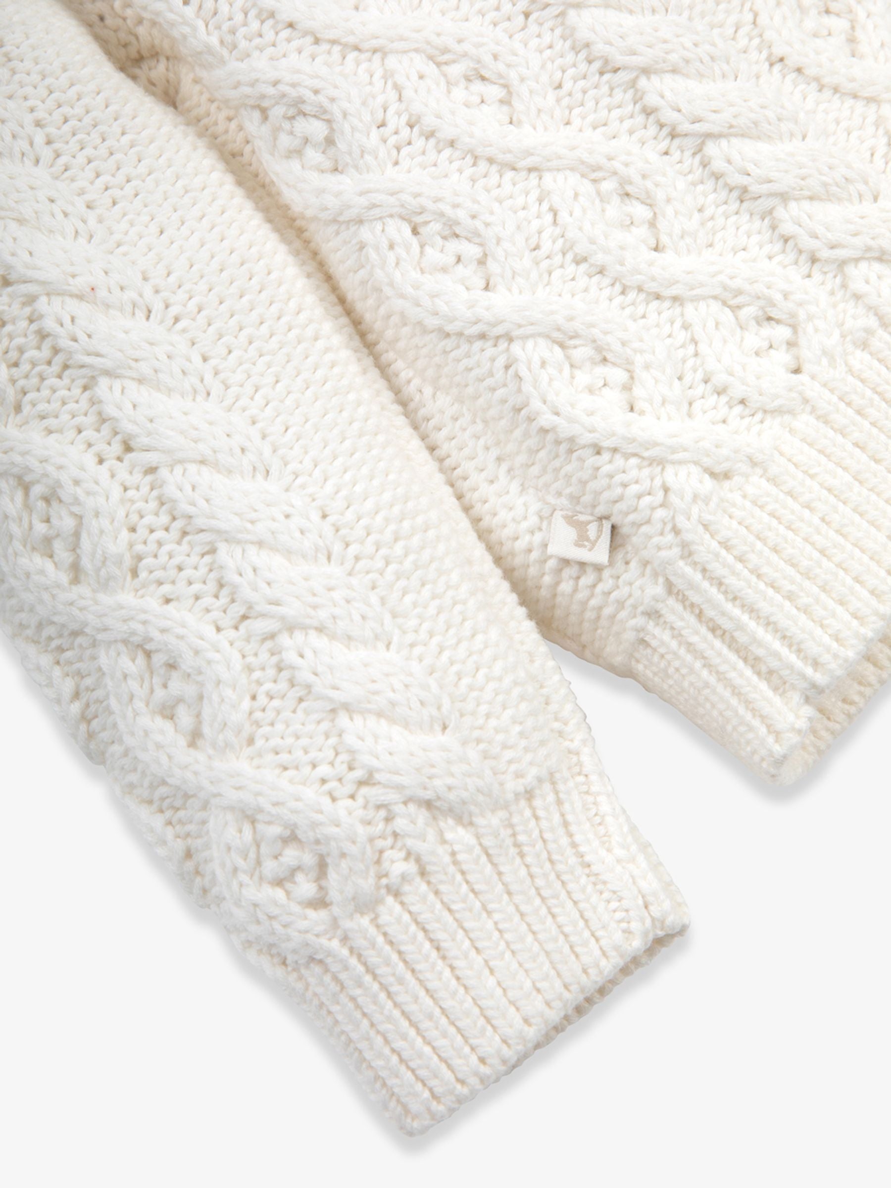 Dsiney Kidz - The Little Tailor Cream Fisherman Cable Knit 100 Cotton Cardigan image 6