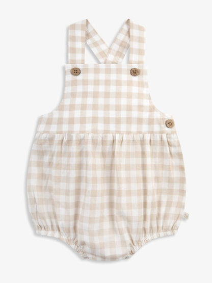 The Little Tailor Fawn Gingham Woven Shorty 100% Cotton Romper image 3