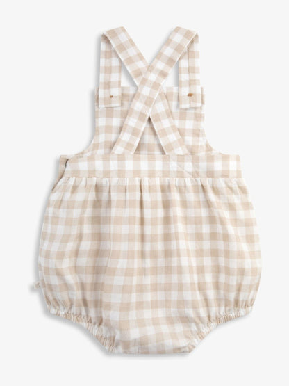 The Little Tailor Fawn Gingham Woven Shorty 100% Cotton Romper image 4