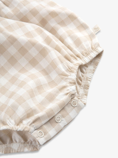 The Little Tailor Fawn Gingham Woven Shorty 100% Cotton Romper image 6