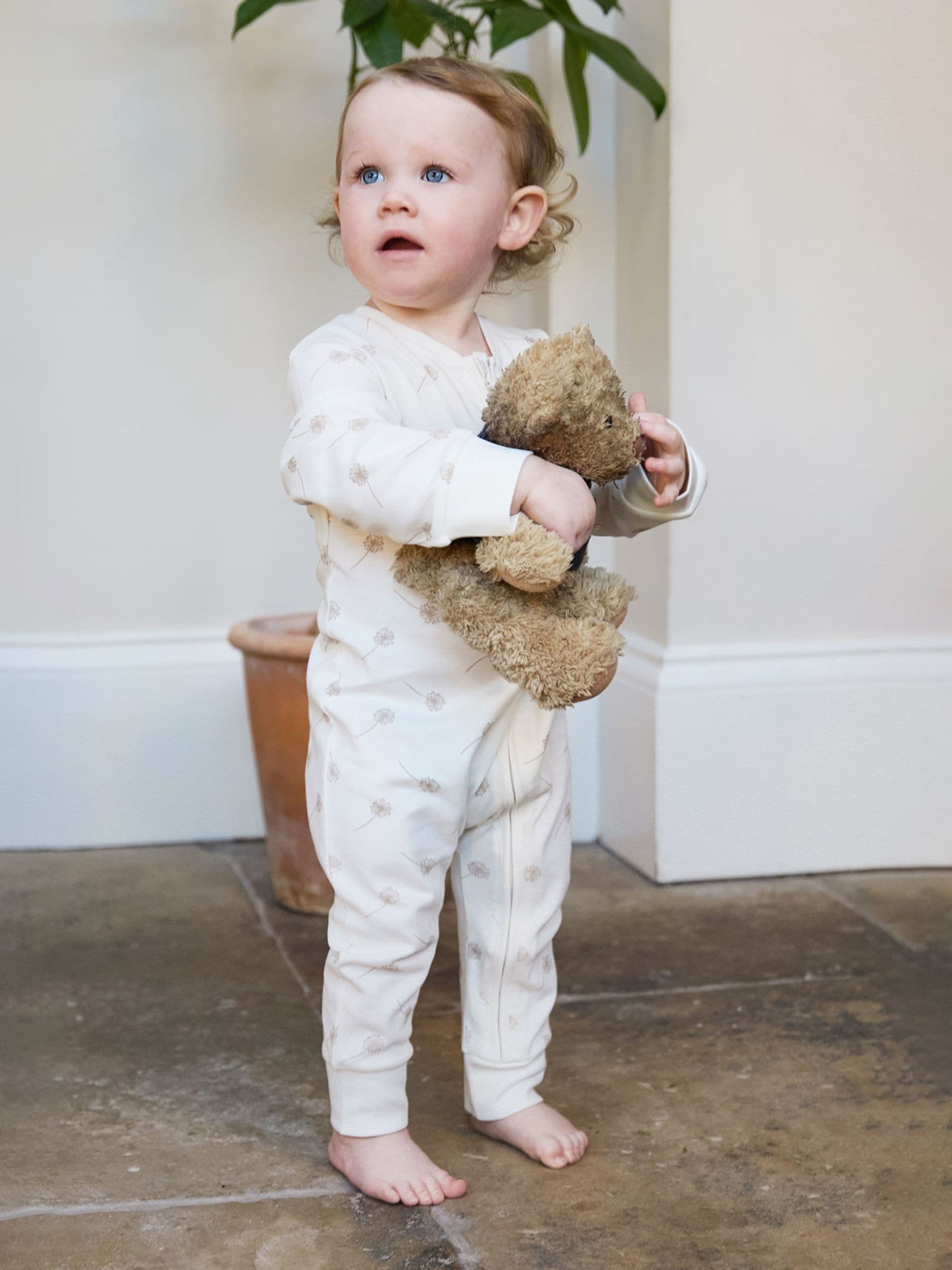 The Little Tailor Cream Front Zip Soft Sleepsuit image 3