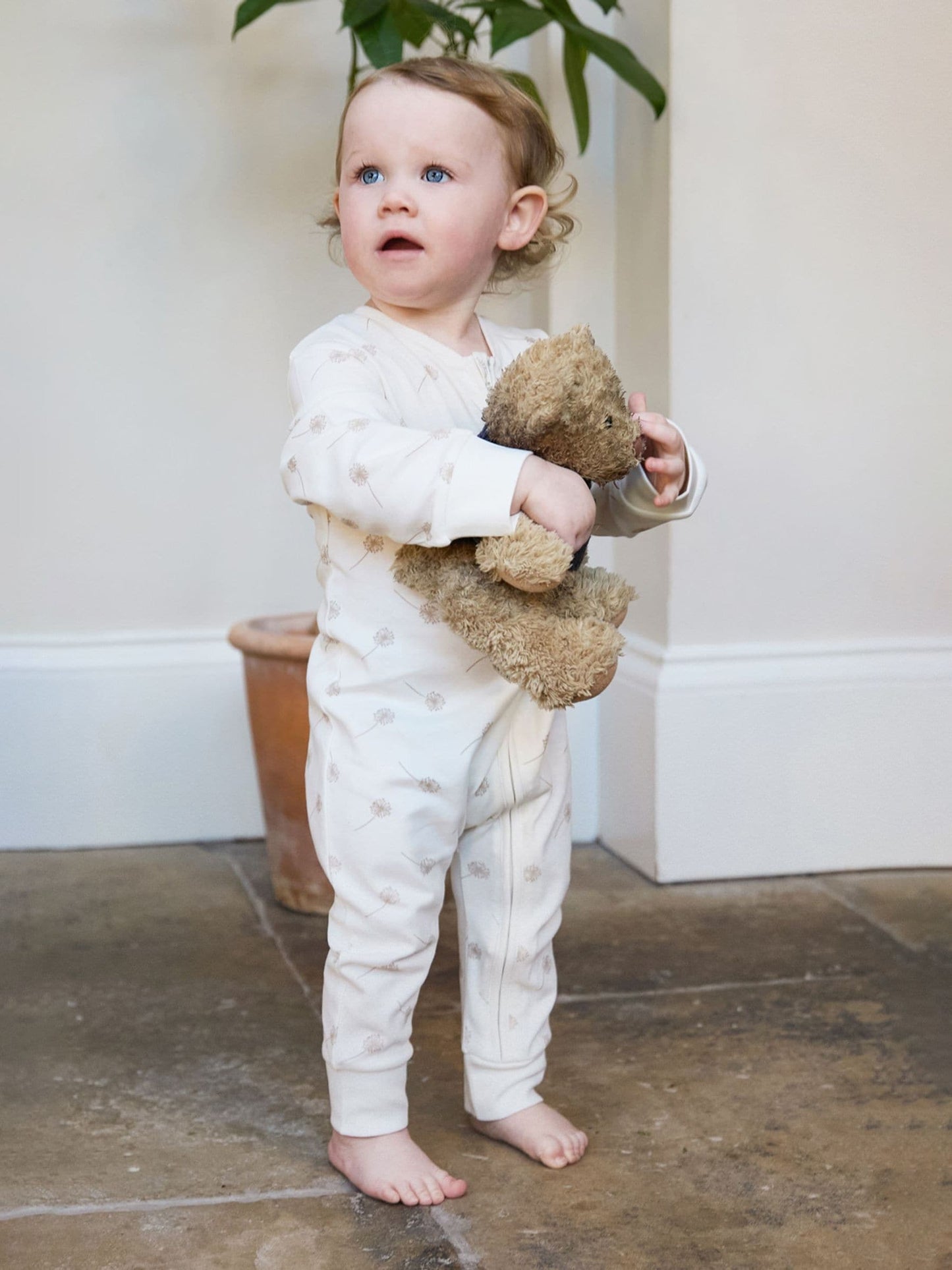 The Little Tailor Cream Front Zip Soft Sleepsuit image 3