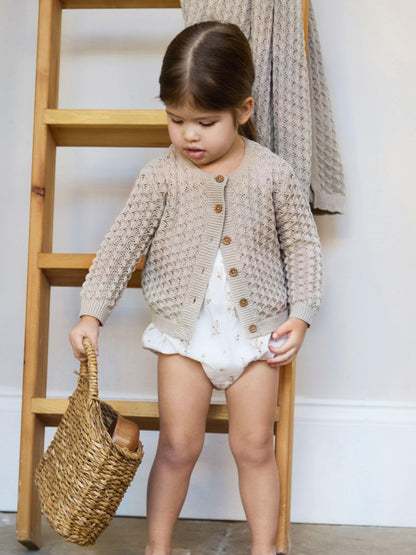 Dsiney Kidz - The Little Tailor Natural 100% Cotton Scallop Design Pointelle Cardigan image 1