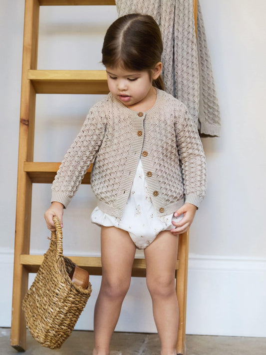 Dsiney Kidz - The Little Tailor Natural 100% Cotton Scallop Design Pointelle Cardigan image 1