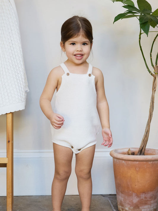 The Little Tailor White Baby Stylish Knitted 100% Cotton Romper image 2