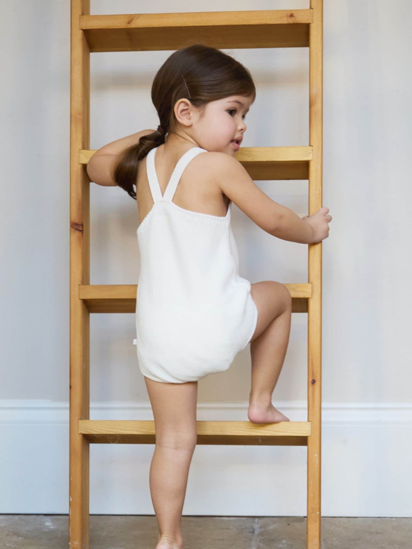 The Little Tailor White Baby Stylish Knitted 100% Cotton Romper image 3
