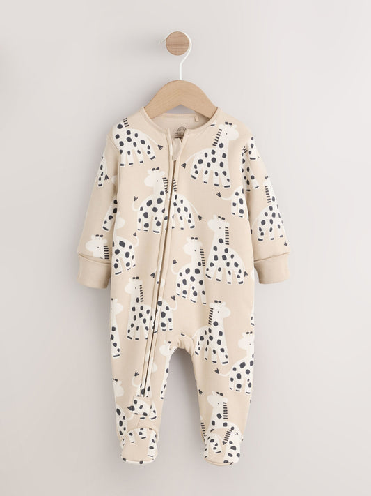 Ecru Giraffe 2.5 TOG Wadded Baby Sleepsuit image 1
