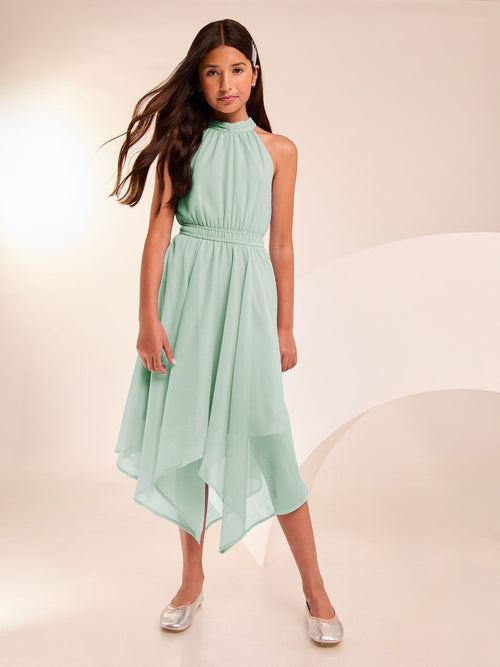 Lipsy Green Hanky Hem Halter Occasion Dress (5-16yrs) image 1