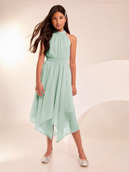 Lipsy Green Hanky Hem Halter Occasion Dress (5-16yrs) image 1