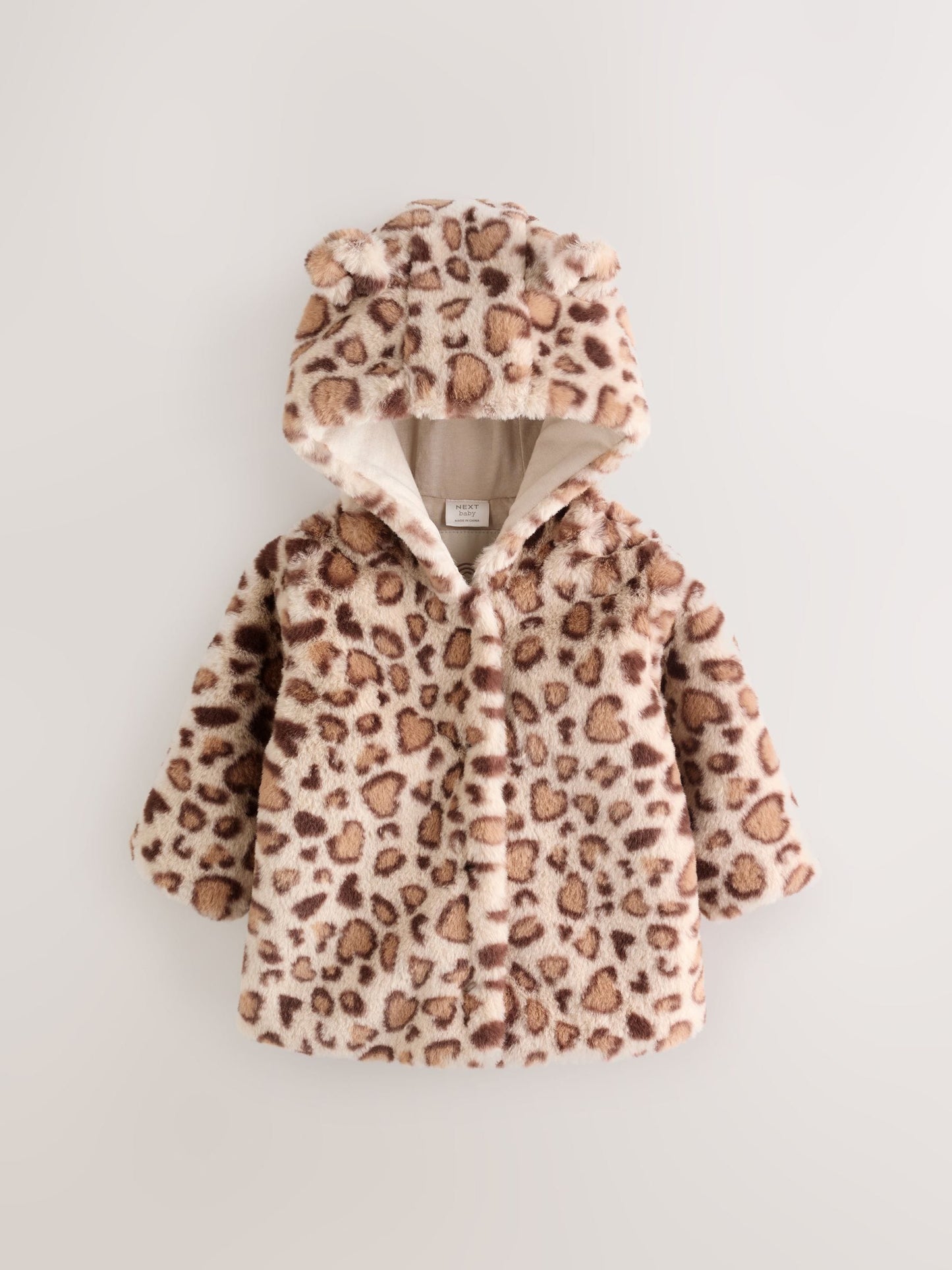 Leopard Print Faux Fur Hooded Baby Jacket (0mths-2yrs)